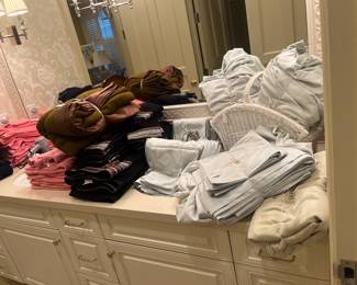 Bath and bed linens available for purchase during in-person shopping on Friday and Saturday