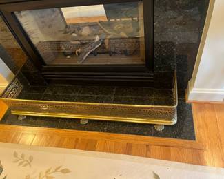 $240. Beautiful fireplace fender solid brass. 48.25 wide by 12 inches deep by 18.5 inches high.  Available for online purchase per the instructions on the sale details page, pickup is during in-person shopping hours.