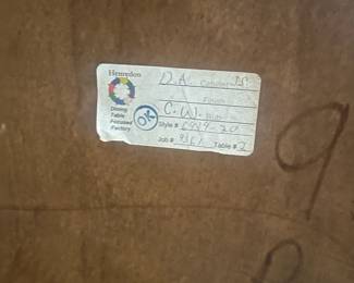 Henredon label underneath the table.