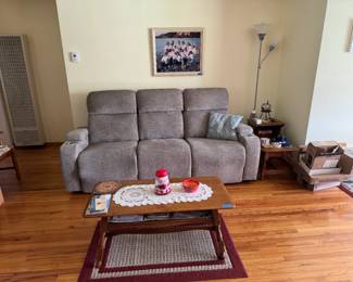 power recliner (3 years old); solid maple coffee table and side table