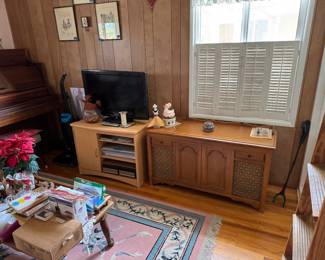 Record player/radio cabinet (Packard Bell Space Age Stereo); TV; media cabinet