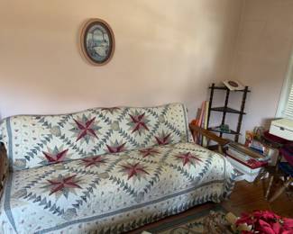 1950's wood & upholstery click-clack couch
