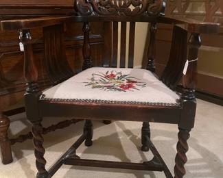 Barley twist needlepoint chair