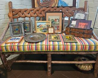 Artwork and a fabulous bench