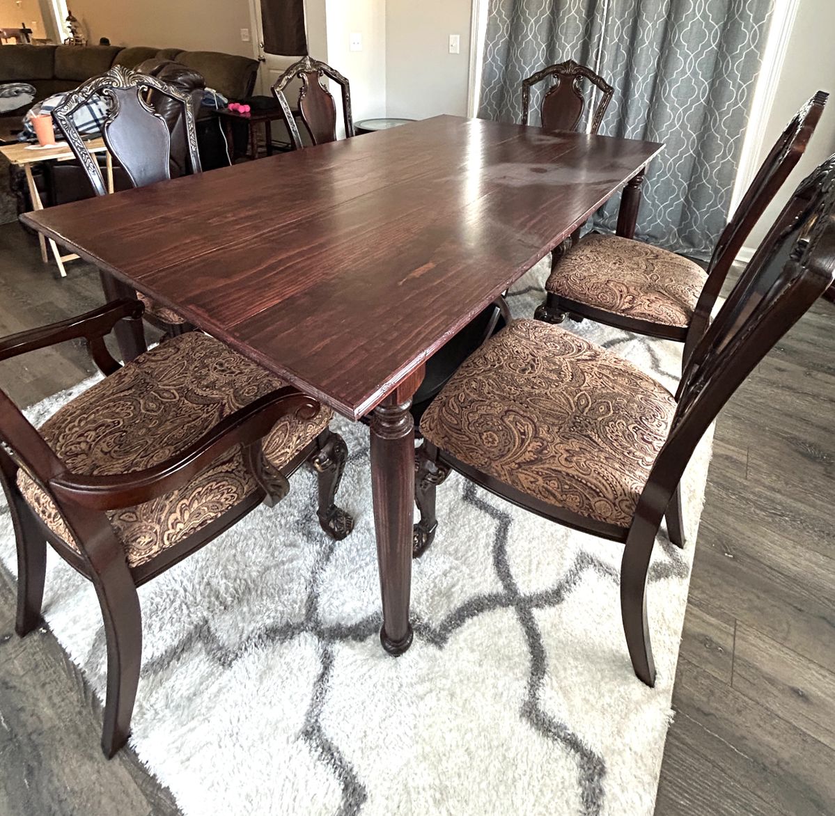 Pine Table is $99
Set of 6 chairs - Ornate / $299