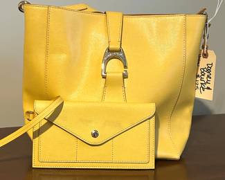 Bright Yellow Dooney & Burke Leather Purse and Wallet - $125