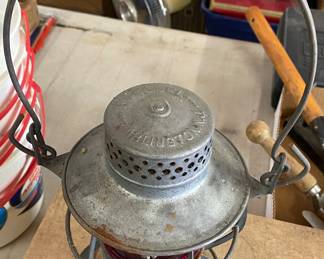 Old Ruby Globe Pennsylvania Railroad Lantern