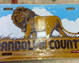Randolph County, N.C. "Home of the Zoological Park" Car Tag