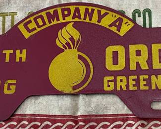 Old Company "A" 730th N.C. National Guard Ordinance Battalion Greensboro N.C. Vehicle Tag/Plate