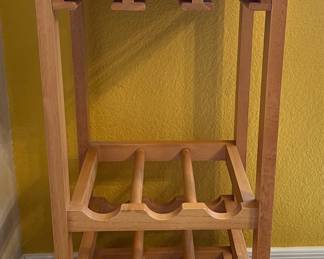 Butcher Block Rolling Wine Rack 