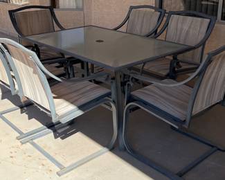Patio Table w 6 Slingback Chairs