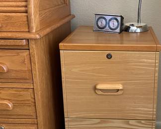 2-Drawer File Cabinet, Desk Lamp, Clock