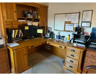 oak office desk unit set