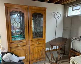 Glass/ wood etagere cabinets 