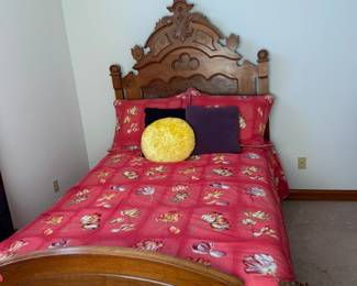walnut antique bed carved