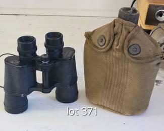 Zenith binoculars and WW2 canteen
