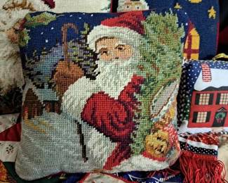 Needlepoint Christmas pillows