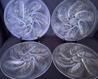 Clear glass Arcoroc vintage French oyster serving plates