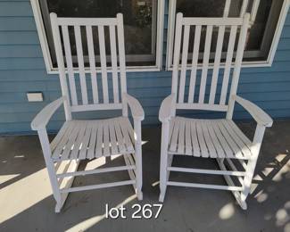 Pair of painted wood porch rockers