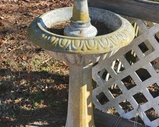 Concrete lighthouse birdbath