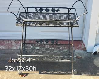 Vintage dogwood design iron cart with removable tray top