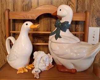 Vintage goose pitcher and cookie jar