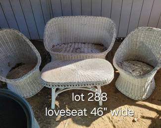 Vintage bucket seat wicker set