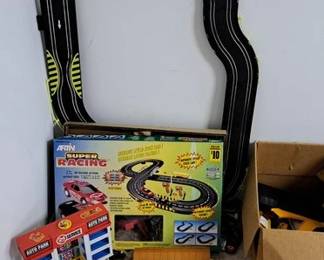 Vintage race car track and accessories