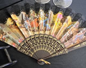 Lace trimmed folding fan