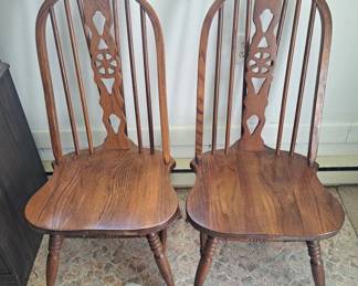 Pair of vintage Windsor style oak chairs