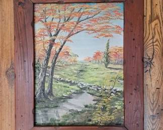 Wood framed original acrylic painting