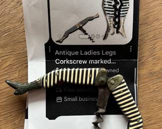 Antique Ladies Legs Corkscrew - marked