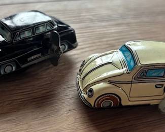 Vintage Tin Litho Volkswagen Beetle Wind-Up Cars