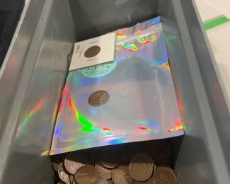 2pt4 Lbs of Misc Pennies and a Bag of V Nickles