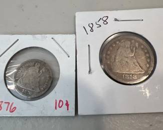 Seated Liberty Lot 25C and 10C