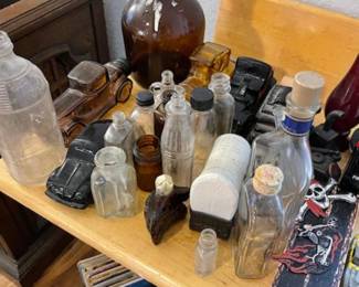 Collection of bottles, antique, Avon 