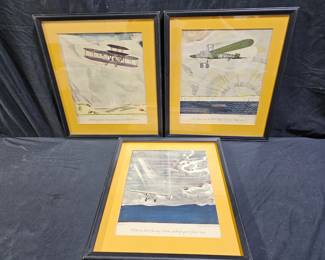 3 "Flights" Prints for Wright Aeronautical Corp