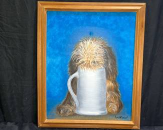 "Terrier with Mug" Oil on Canvas by Susan McDonald