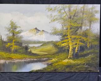 Oil on Canvas Summer Landscape signed Caroline