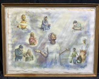 Framed Watercolor "Images" by Debbi Fitzgerald