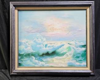 Oil on Canvas Seascape by R. Mandel