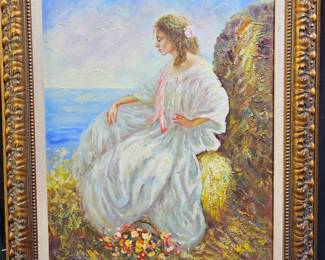 Framed "Contemplation" Oil on Canvas