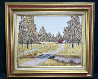 Vtg Framed Farm Painting by Joe Wehby