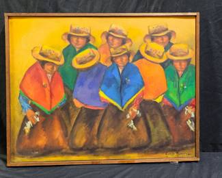 "People" Oil on Canvas by H. Cadillo Romirez