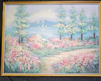 Oil on Canvas Shorescape by Lee Reynolds Burr