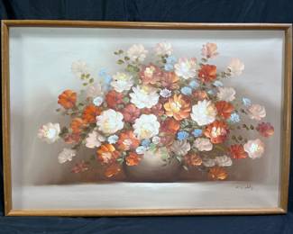 Vtg Oil on Canvas Floral Still Life Signed Giddy