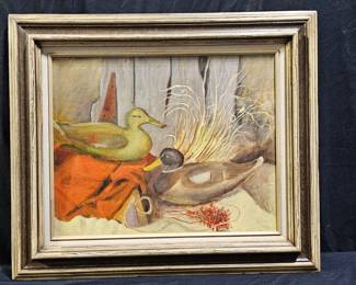 Oil on Board Duck Decoys Still Life