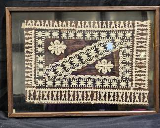 Framed Fiji Tapa Bark Cloth