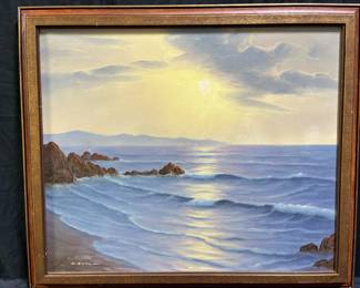 Oil on Canvas Seascape by B. Huber