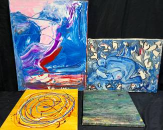 4 Abstracts on Canvas - Signed & Unsigned